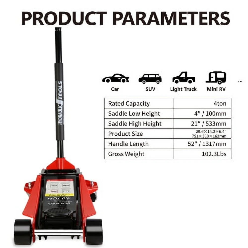4 Ton Low Profile Steel Floor Jack J771014
