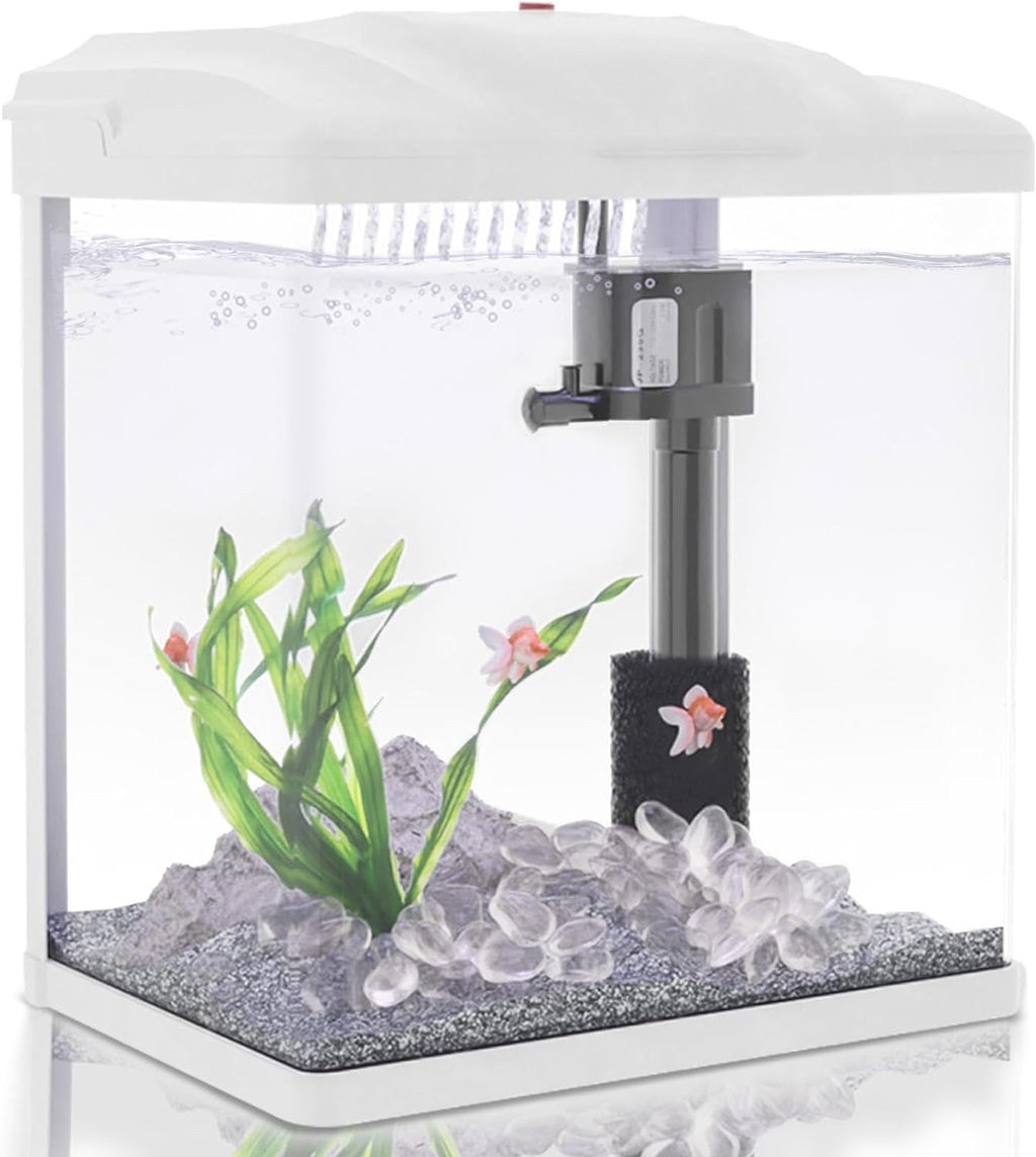 White 2 Gallon Self Cleaning HD Float Glass Aquarium with Filter and Light K652