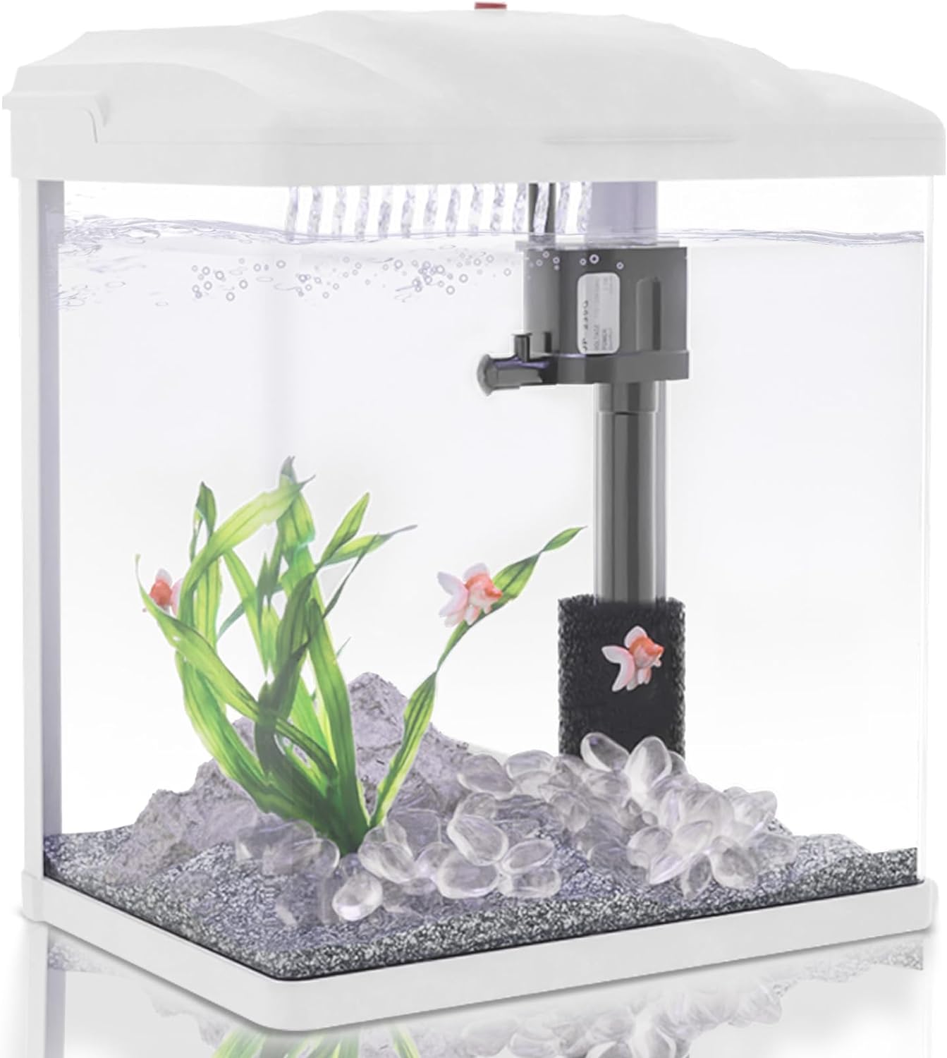 White 2 Gallon Self Cleaning HD Float Glass Aquarium with Filter and Light K652