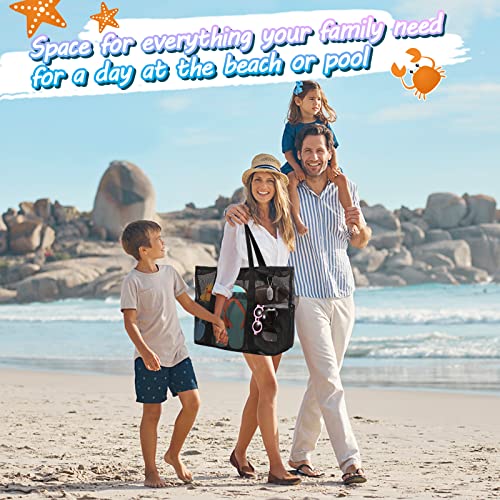 Large Mesh Beach Bag with Zipper and 8 Pockets Y16701