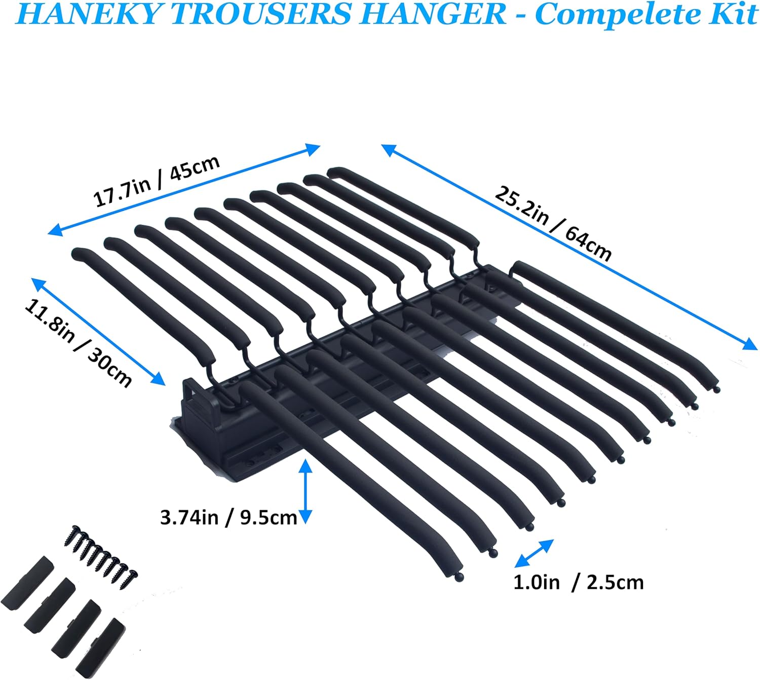 Grey Pull Out Pants Rack with Non-Slip Design, Width 25.2in P8546
