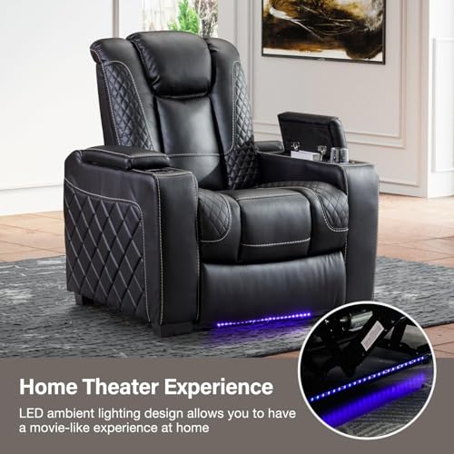 Brown Faux Leather Power Recliner Chair with Adjustable Headrest G4294