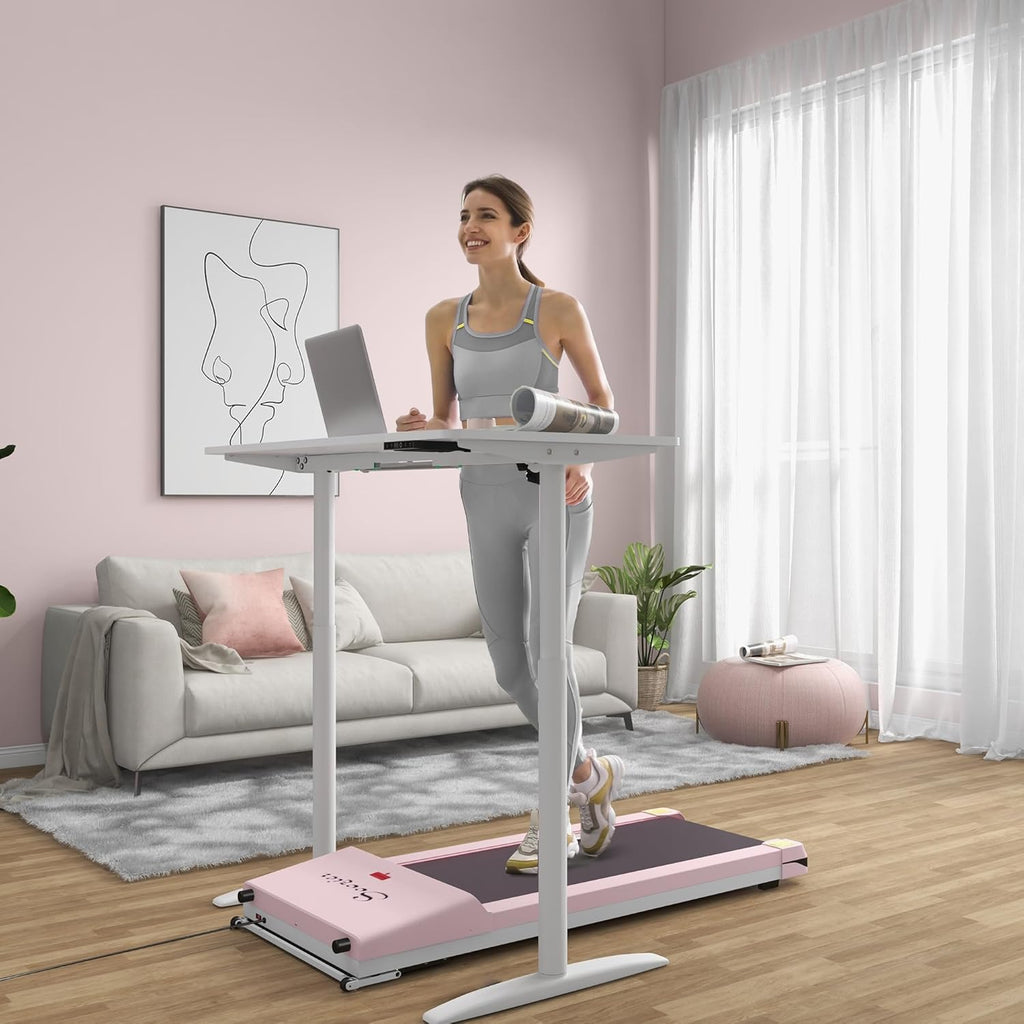 Pink Under Desk Treadmill with Foldable Wheels R468075