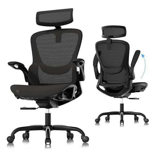 Ergonomic Mesh Office Chair with Flip-Up Armrest and Adjustable Headrest V311277