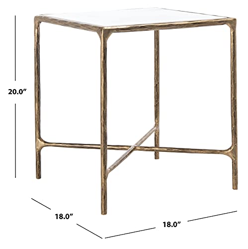 Brass Metal Tempered Glass Top Square End Table A867662