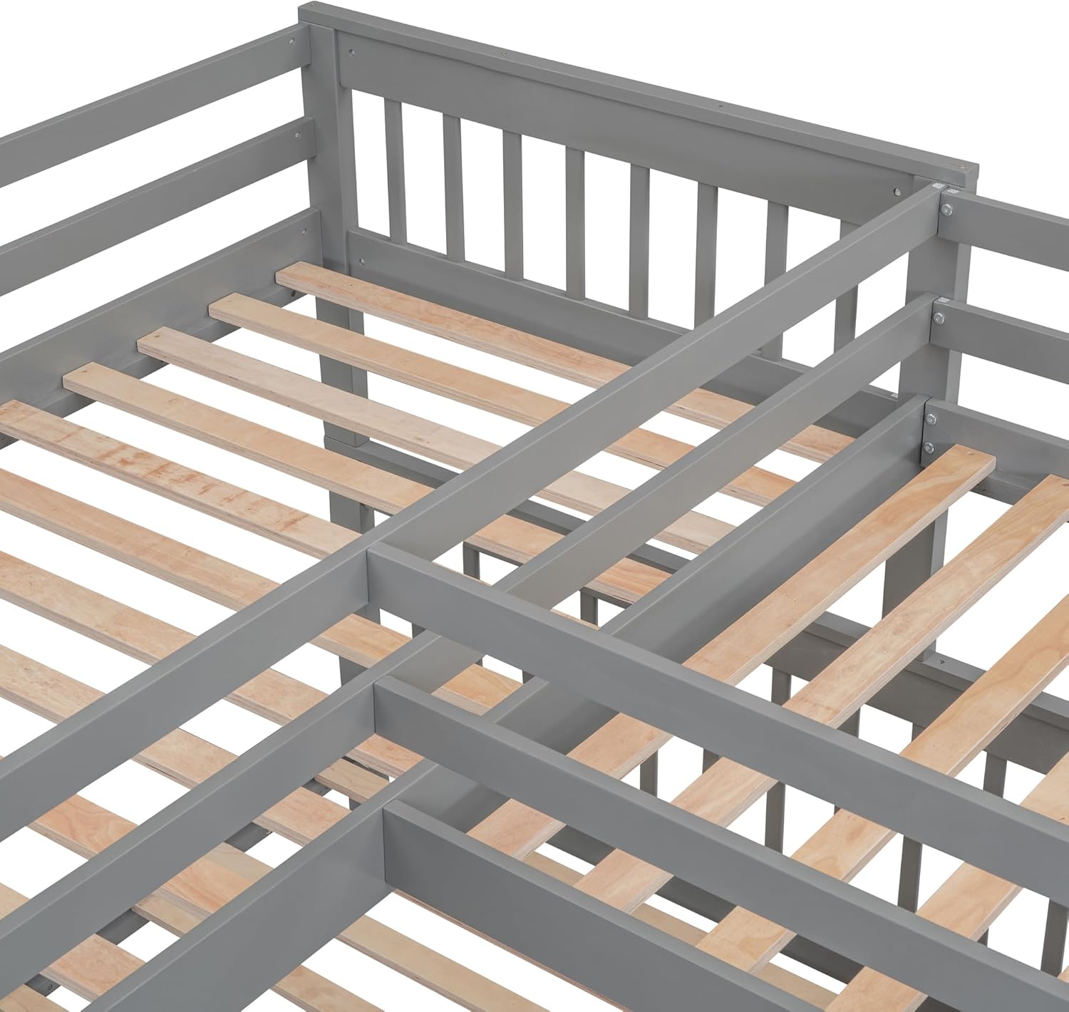 Gray Triple Bunk Bed with Stairs Storage and 3 Drawers H603942