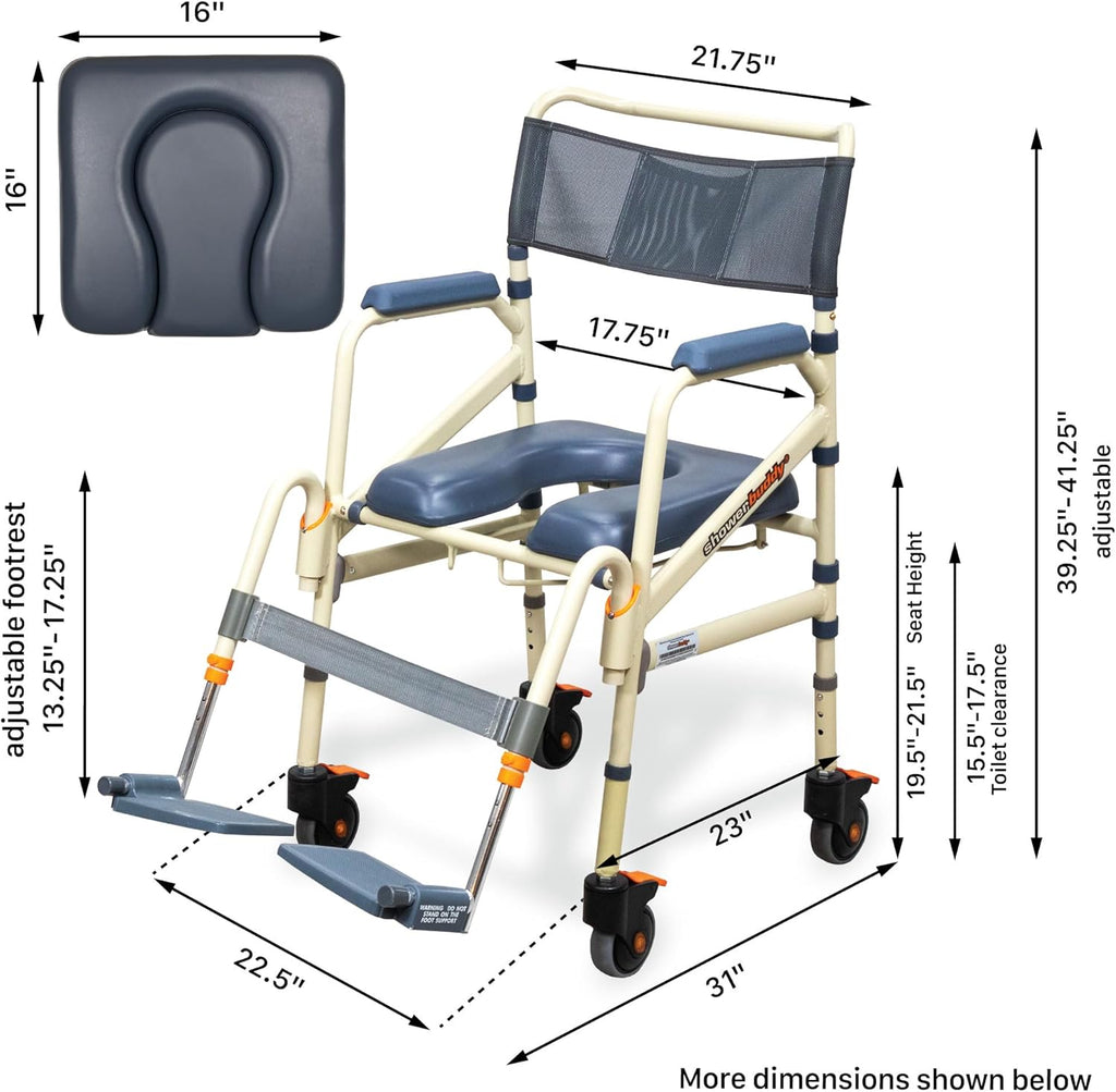 Lightweight Aluminum Folding Rolling Shower Chair with Wheels N195235