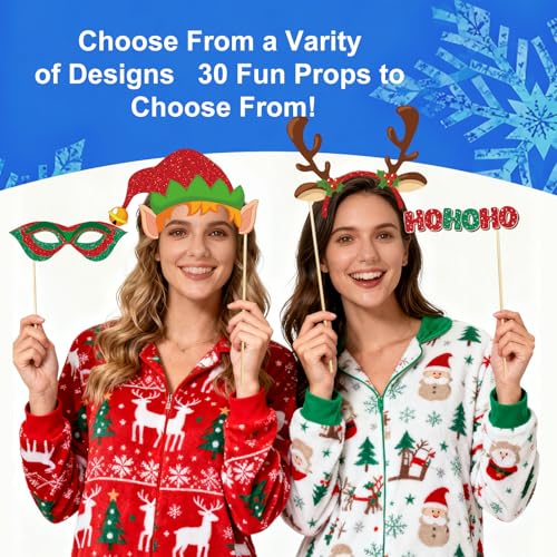 30pcs Glitter Christmas Photo Booth Props Set N599