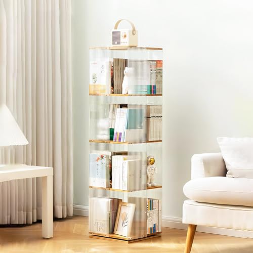 360° Rotating Acrylic Bookshelf Tower, 4layer W526