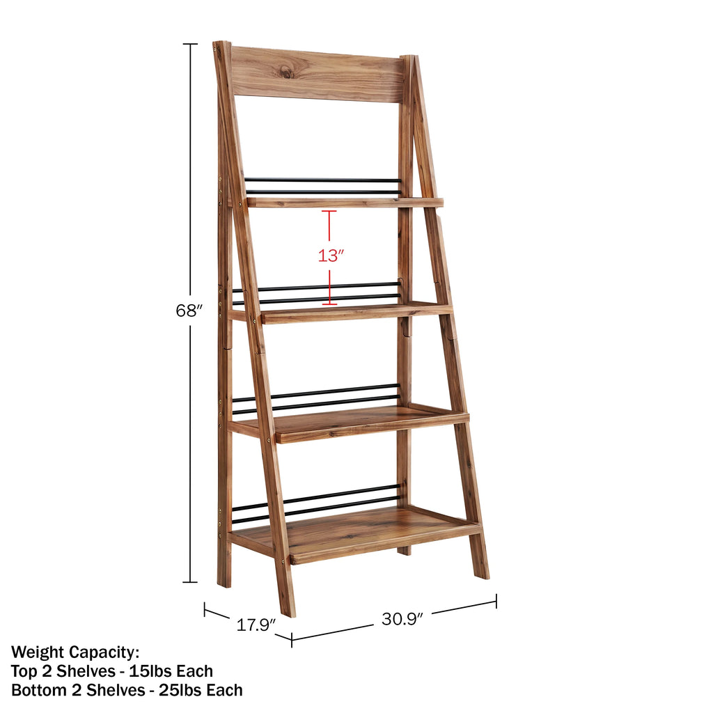 4-Tier Tall Ladder Bookshelf (Walnut) I1734
