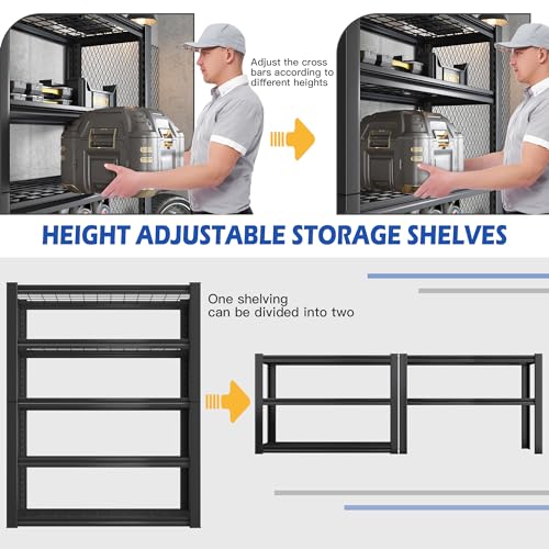 Black 5 Tier Adjustable Metal Shelving 72" H x 35.5" W x 16" D S721