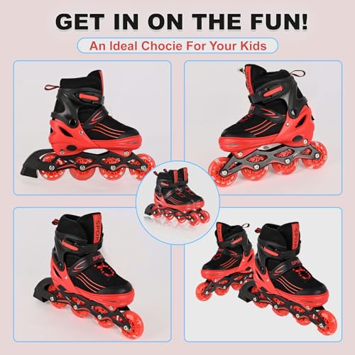 Purple Black Adjustable Kids Light Up Inline Skates Y112308