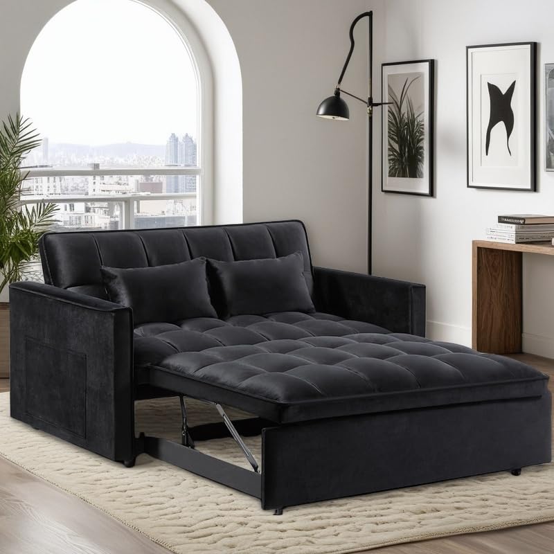 Black Sleeper Sofa Bed with Pullout Bed T63157