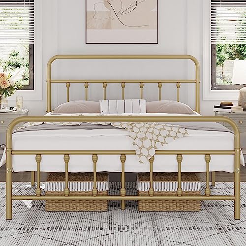 Black Full Size Metal Platform Bed Frame with Headboard B475177