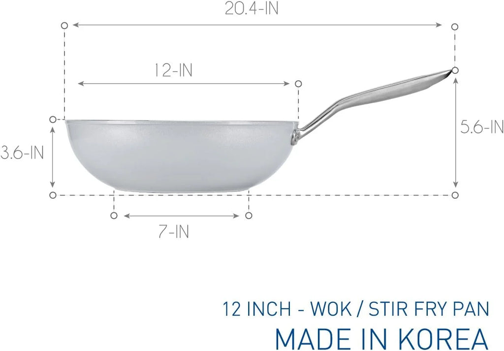 12" Ceramic Nonstick Wok with Glass Lid Y7049