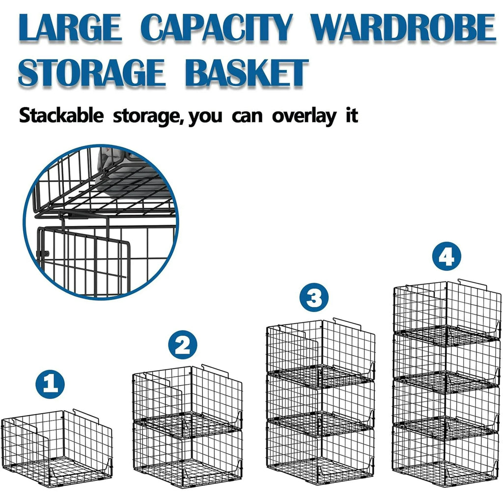 Black Metal Stackable Closet Organizers 4 Pack M525