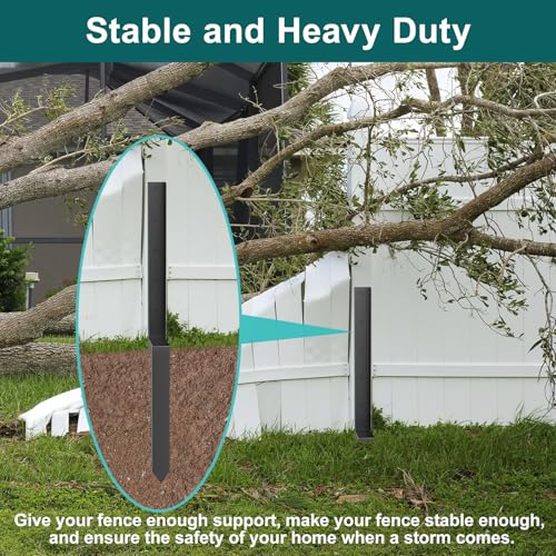 Heavy Duty Steel Fence Post Repair Stakes Kit (1pcs matte black) P2946