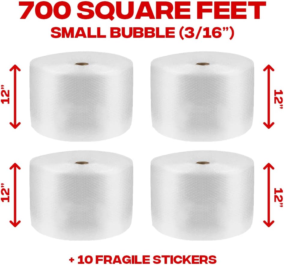 Bubble Cushioning Wrap 3/16" 700 ft. x 12" Perforated Every 12" Small Padding M44556