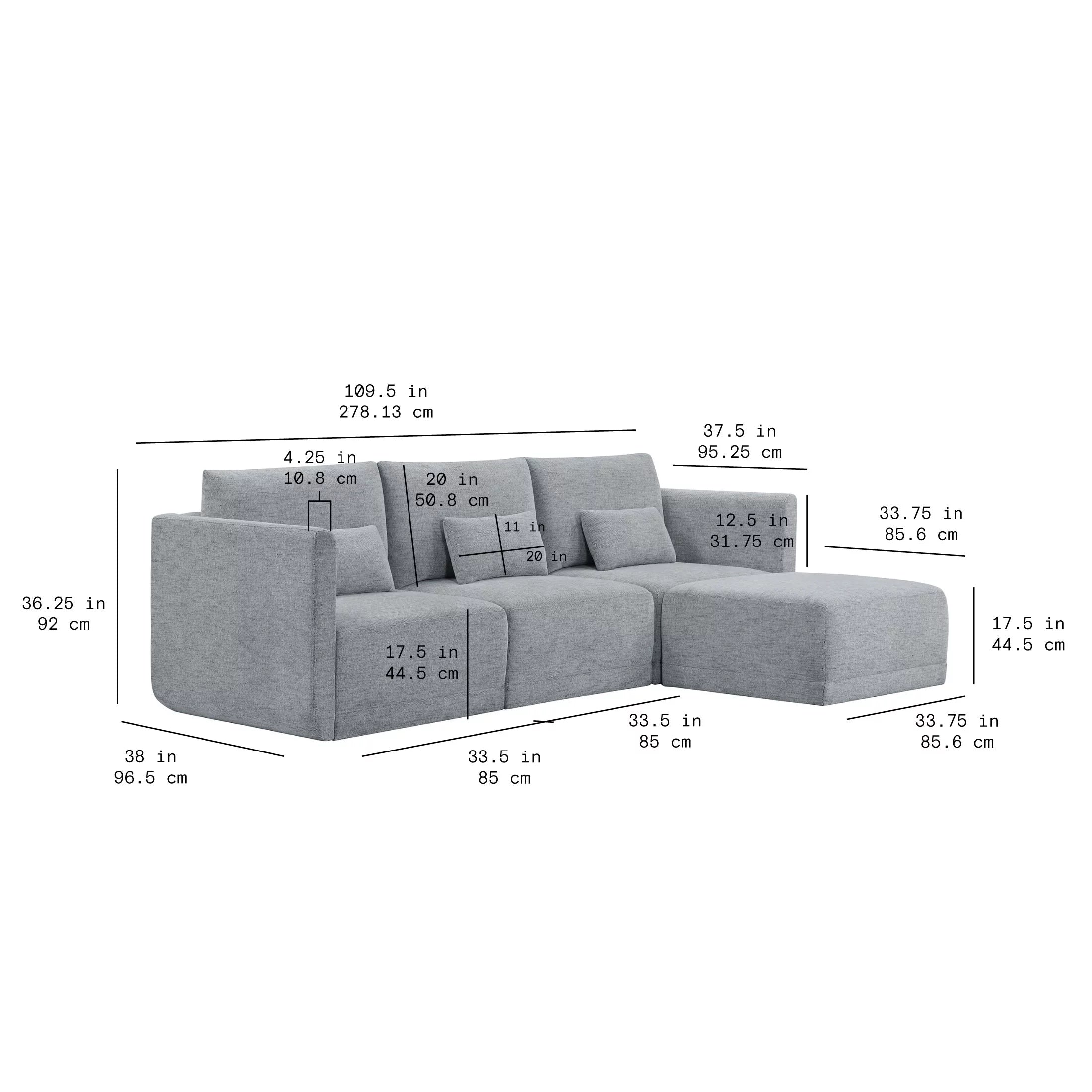 Gray Fabric Modular Sectional Sofa with Ottoman F16920