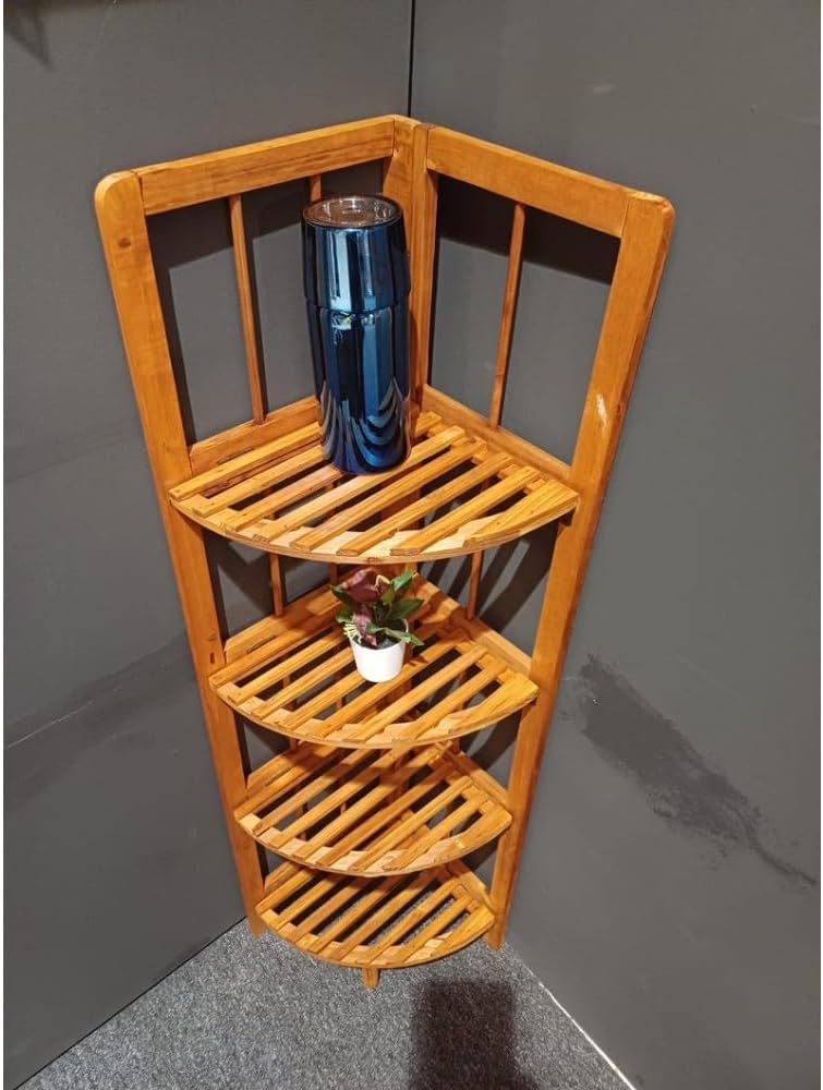 4-Tier Open Wooden Corner Shelf, 11" W x 43" H x 11" D B15202