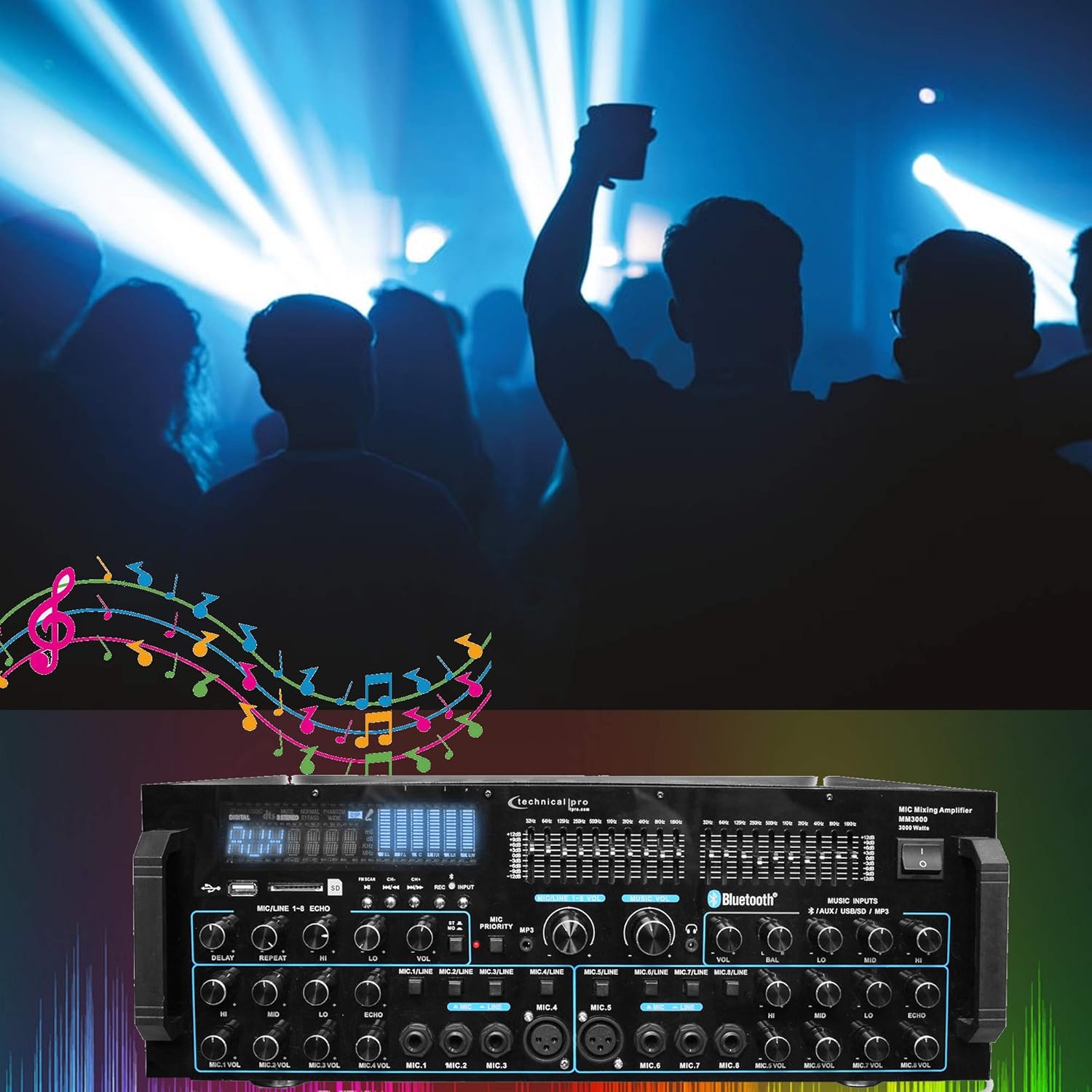 3000 Watts Professional Mic Mixing Amplifier with Bluetooth A225462