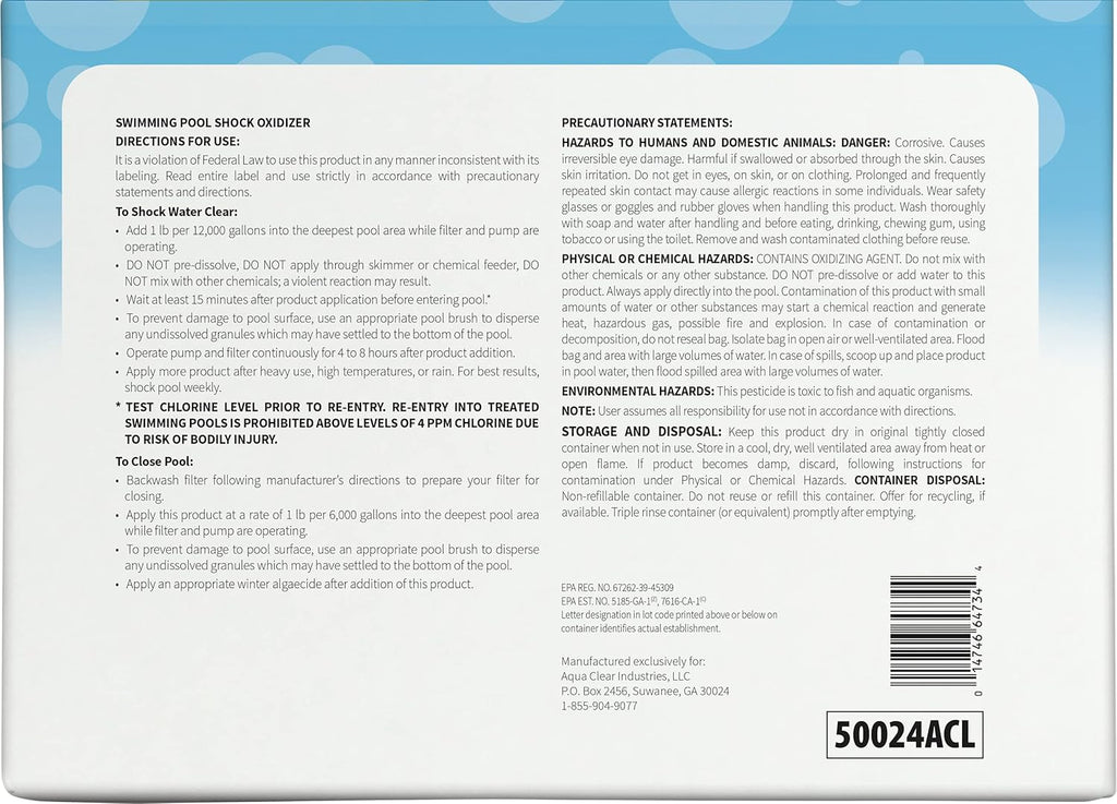 24x1 lb. Pool Shock Y310
