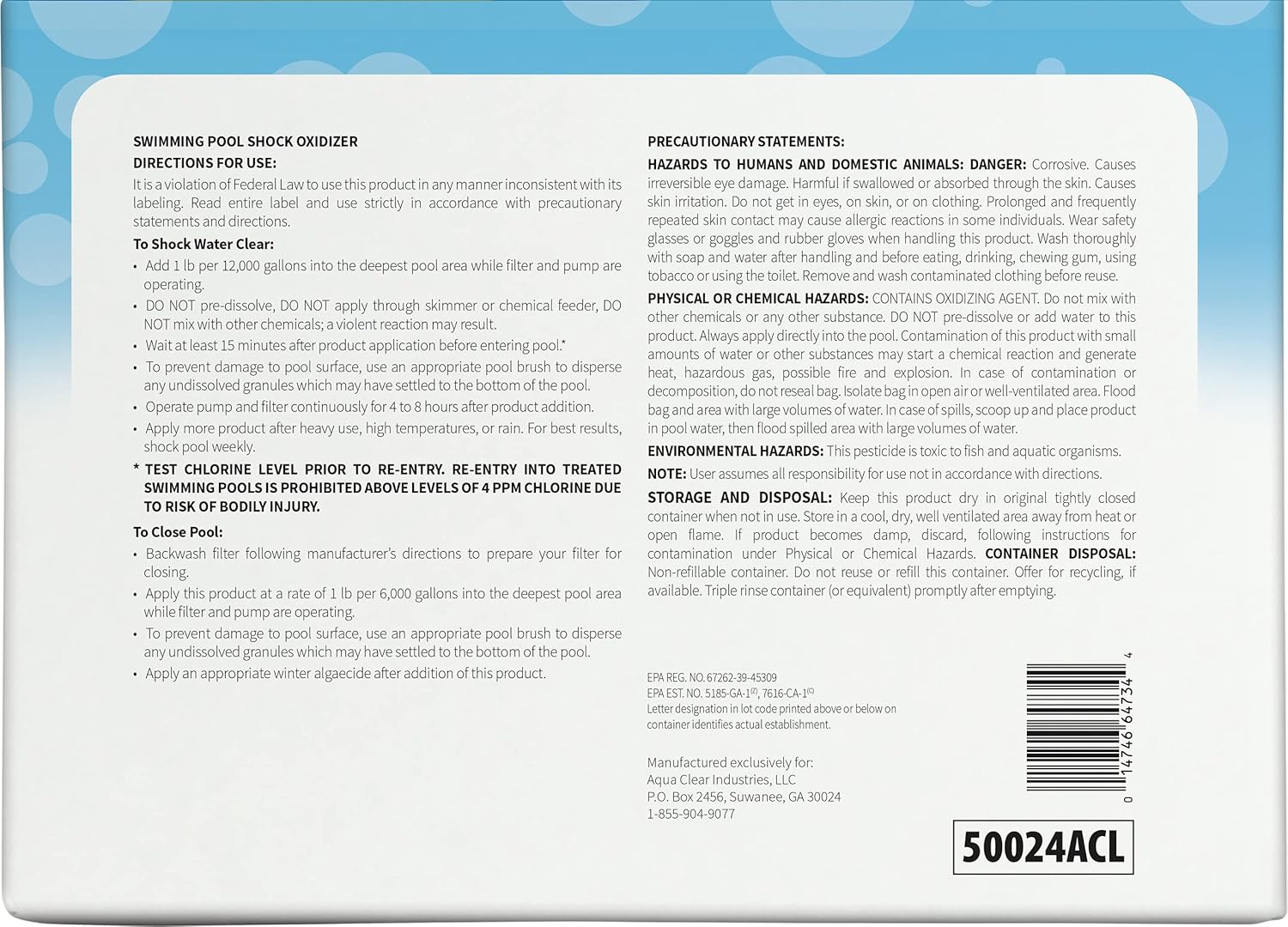 24x1 lb. Pool Shock Y310