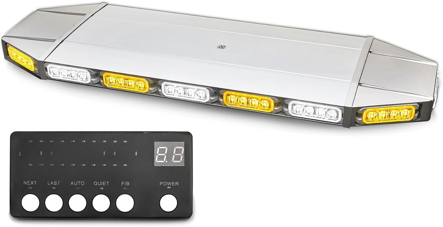 LED Rooftop Emergency Warning Strobe Light Bar Amber White W426
