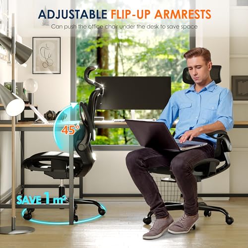 Ergonomic Mesh Office Chair with Flip-Up Armrest and Adjustable Headrest V311277