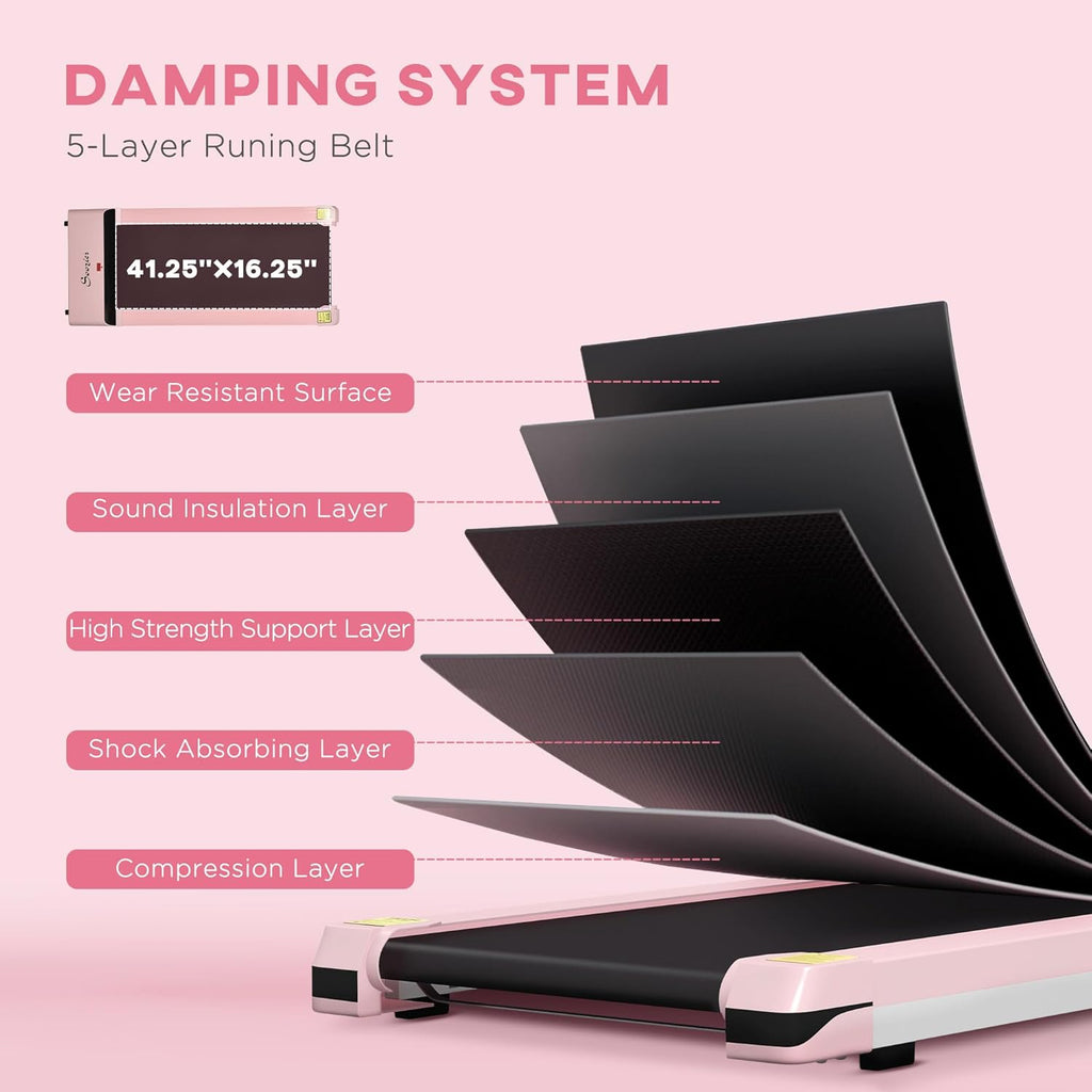 Pink Under Desk Treadmill with Foldable Wheels R468075