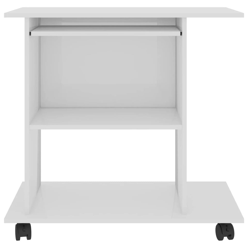 White Engineered Wood Computer Desk with Keyboard Tray 31.5 x 19.7 x 29.5 Inches S436