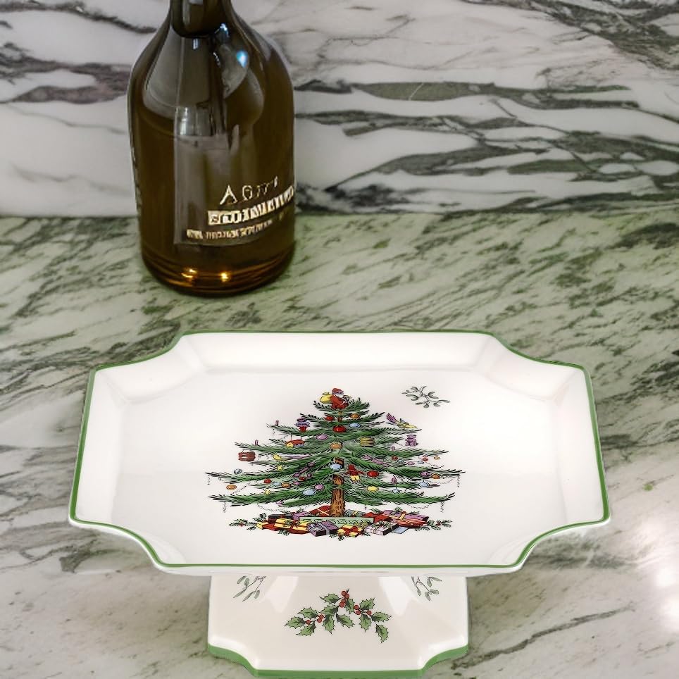 Christmas Tree Sculpted Octagonal Platter, 14-Inch Holiday Serving Platter Y76720