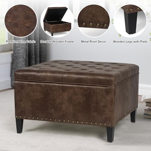 Dark Gray Fabric Storage Ottoman I293838