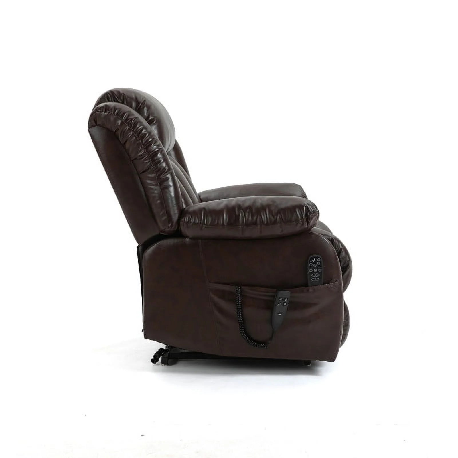 Brown Leather Electric Power Lift Recliner Chair with 8-Point Vibration Massage Lumbar Heating O6063