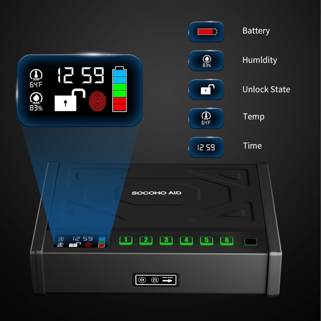 Biometric Fingerprint Handgun Safe with LCD W3342