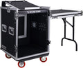 14U PA DJ Rack Case with 11U Slant Mixer Top and Casters V5747