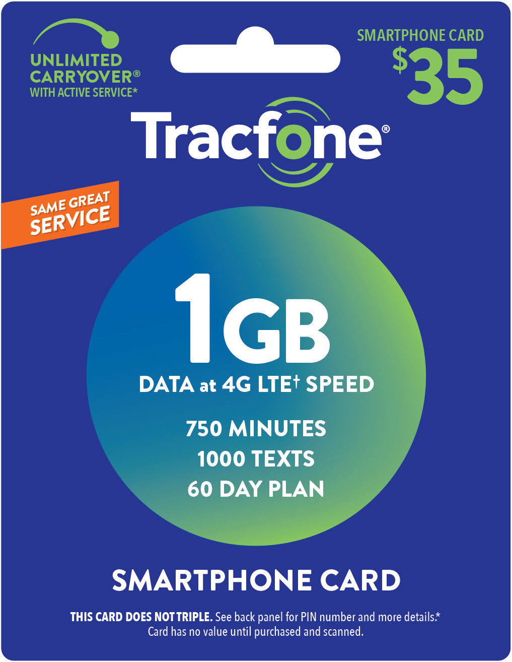 60 Days 750 Minutes 1000 Texts 1GB Data Smartphone Plan H746