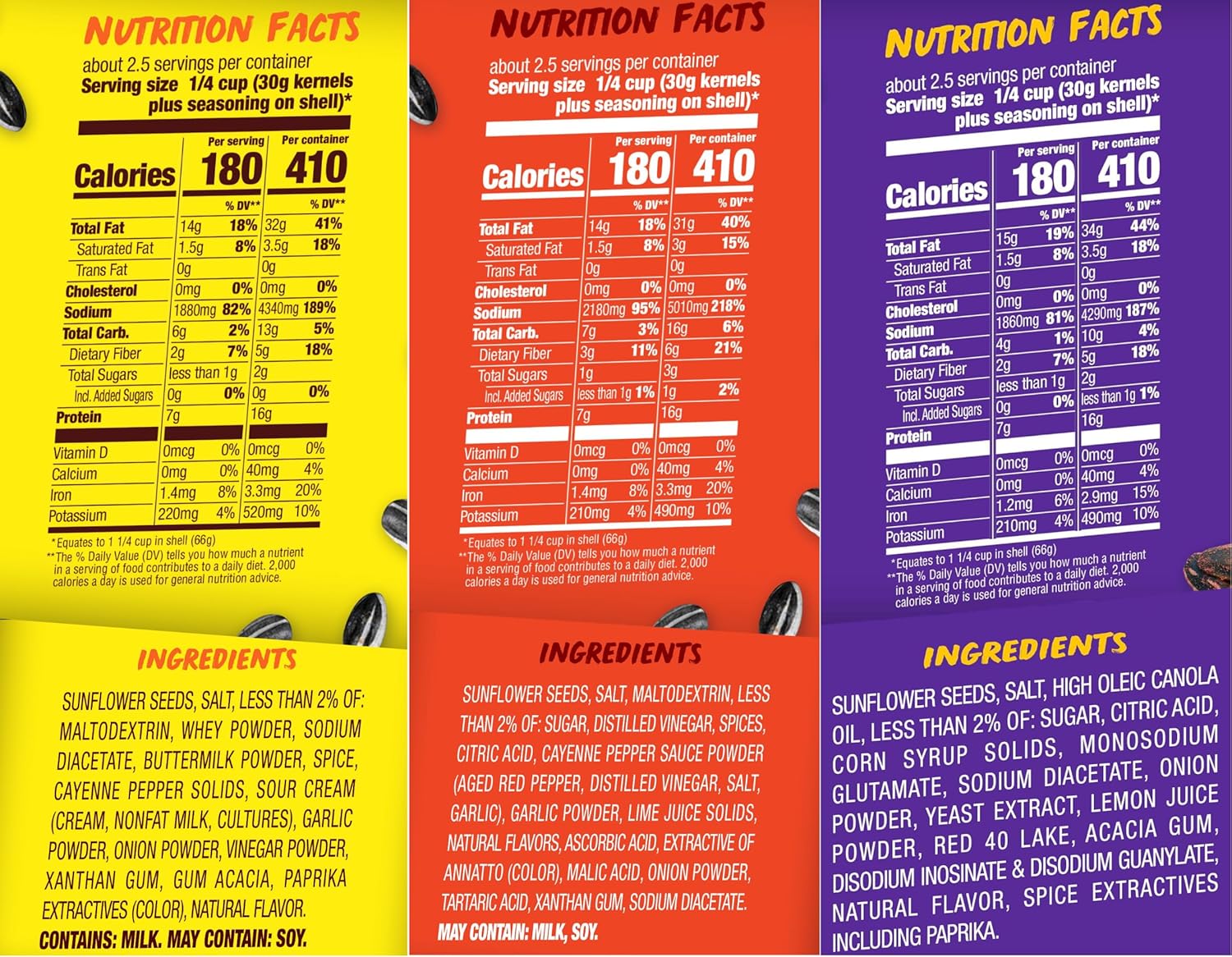 Sunflower Seeds Spicy Variety, 5.35 oz (Pack of 3) G689134