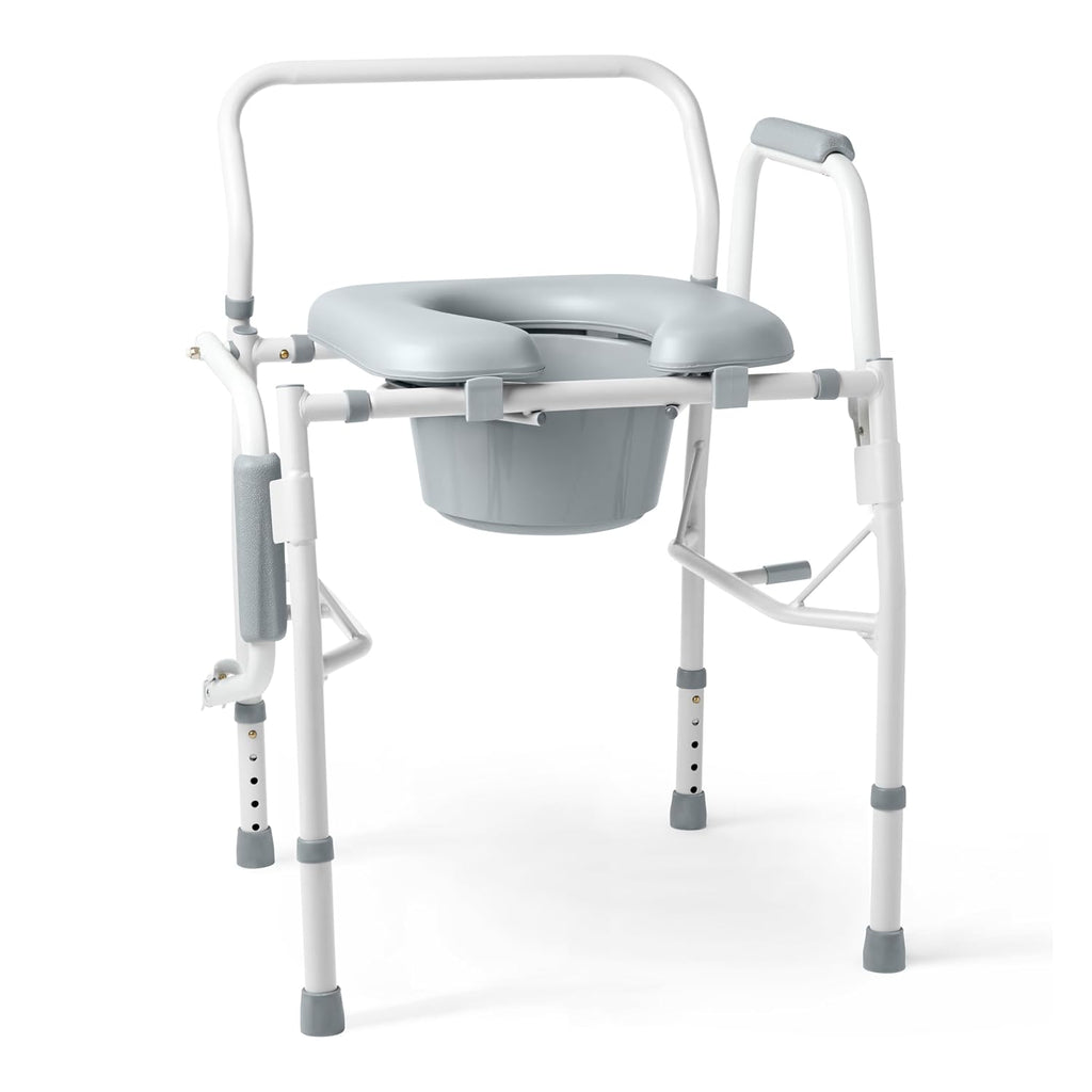 Drop Arm Commode Chair with Padded Seat, 350 lb. Weight Capacity J50476