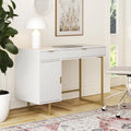 White Computer Desk with Drawers and Cabinet Storage N6069