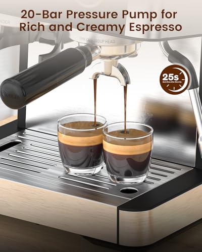 20 Bar Espresso Coffee Machine with Grinder and Milk Frother Steam Wand M676