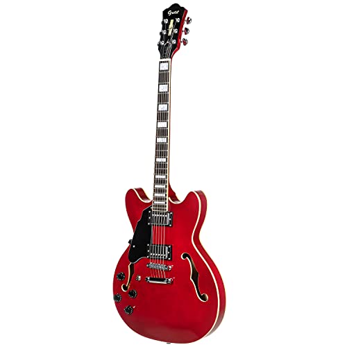 Vintage Sunburst Left-Handed Semi-Hollow Body Electric Guitar with Stainless Steel Frets P43102
