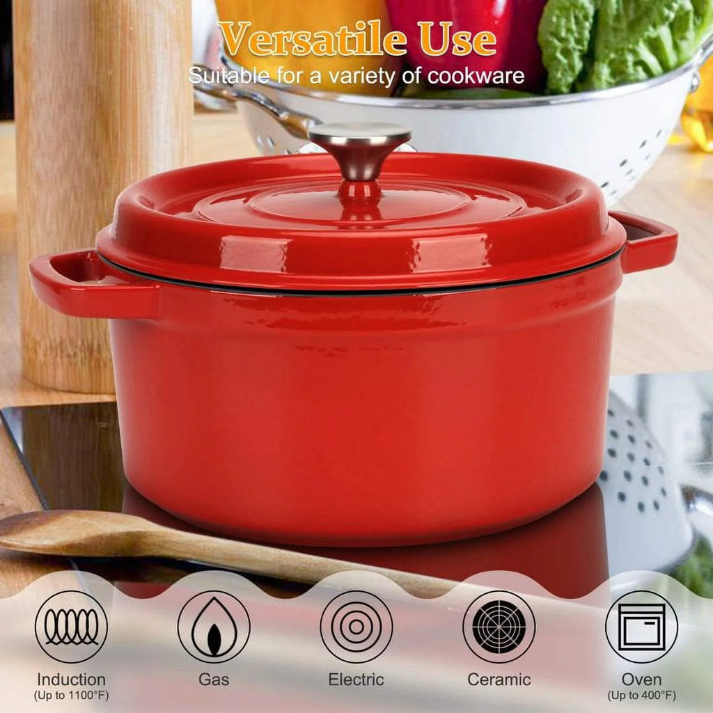 13" Round 5 qt Enameled Cast Iron Dutch Oven A664870