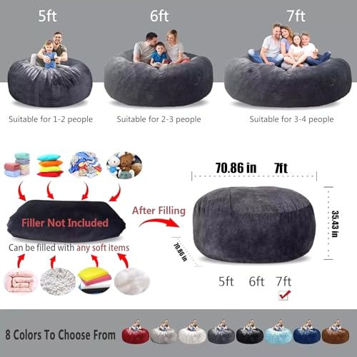 Light Grey 6FT Oversize Bean Bag Chair Cover C929062
