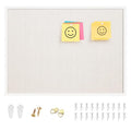 12"x16" inch Linen Bulletin Board with White Wood Style Frame and 10 Pushpins Q966