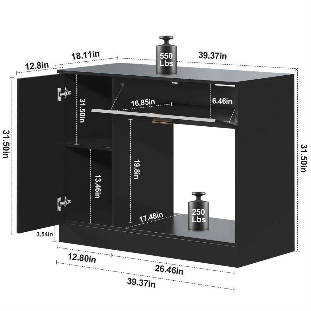 Black 40 Gallon Fish Tank Stand with Drawer and Cabinet T5171
