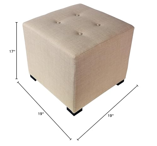 Grey Button Tufted Upholstered Ottoman T85235