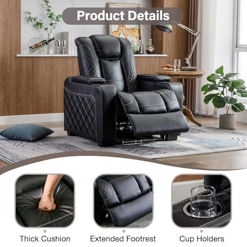 Brown Faux Leather Power Recliner Chair with Adjustable Headrest G4294