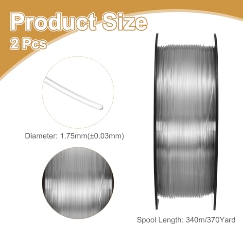 Clear PETG 3D Printer Filament 1.75mm 1KG 2 Pcs F42858
