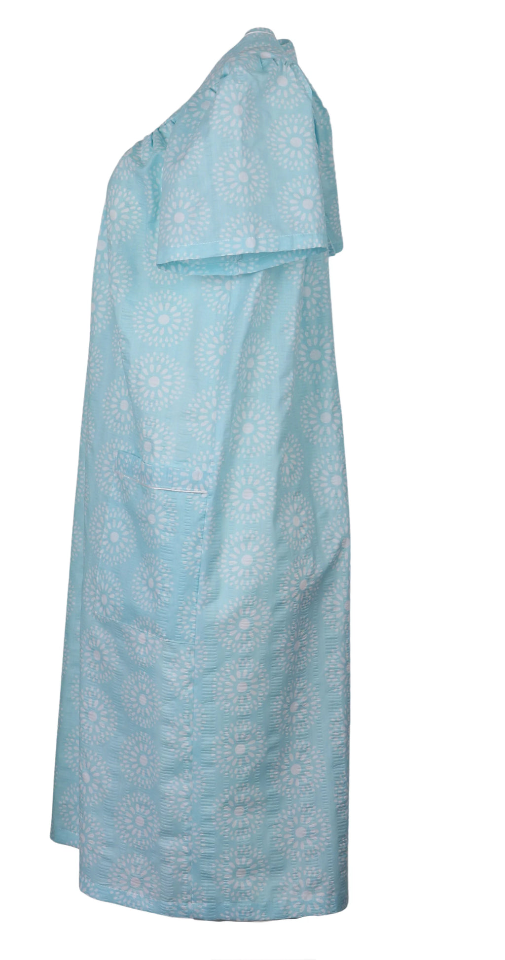 Aqua Snap-Front Duster Robe With Pockets Y984